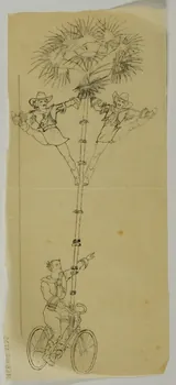 partie d'un ensemble de dessins Numéro de cirque avec des acrobates sur une bicyclette 1968.102.3735 Photo Mucem