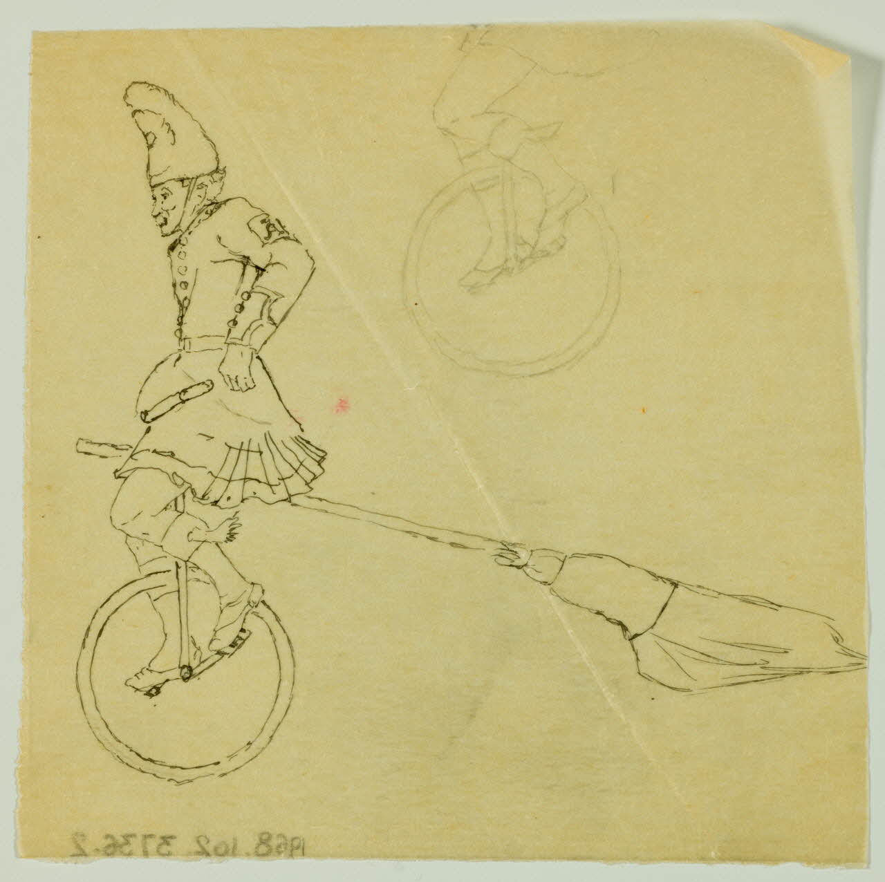 partie d'un ensemble de dessins Homme sur monocycle 1968.102.3736.2 Photo Mucem