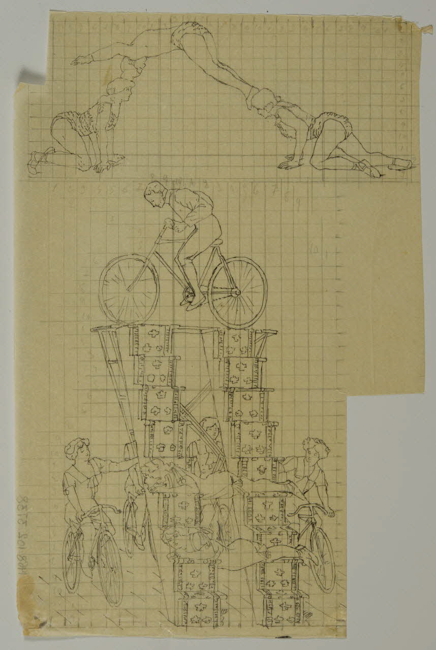 partie d'un ensemble de dessins Acrobaties à bicyclette 1968.102.3738 Photo Mucem