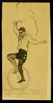 partie d'un ensemble de dessins Acrobatie sur monocycle 1968.102.3746  Photo Mucem