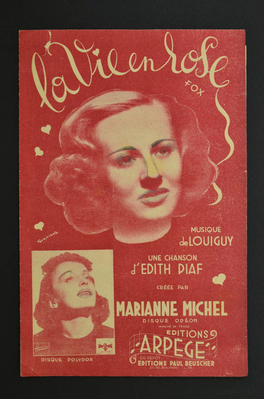 Edith Piaf ; Louiguy ; Marianne Michel ; Arpège; chanson petit format Paris 4ème 1946 1965.159.28 Photo Mucem