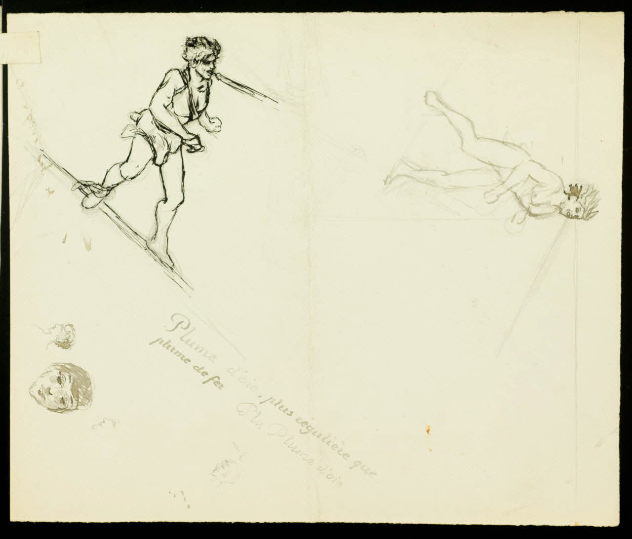 partie d'un ensemble de dessins Plume d'oie, plus régulière que  plume de fer 1968.102.3771.1 Photo Mucem