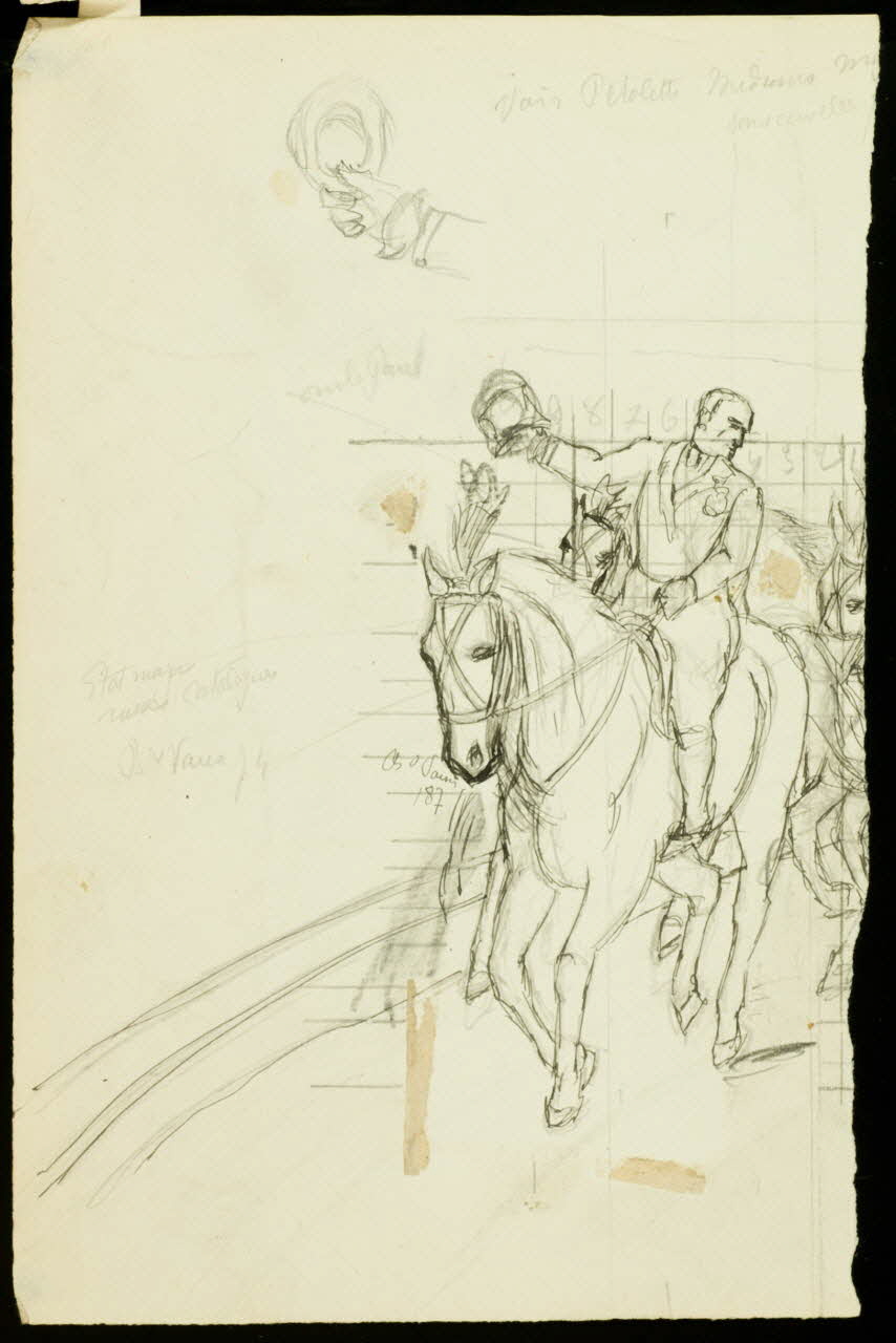 partie d'un ensemble de dessins Cavalier saluant le public 1968.102.3771.2 Photo Mucem