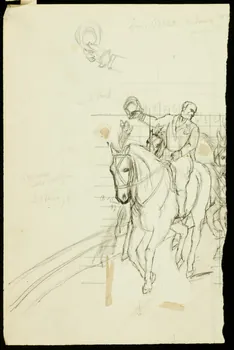 partie d'un ensemble de dessins Cavalier saluant le public 1968.102.3771.2 Photo Mucem