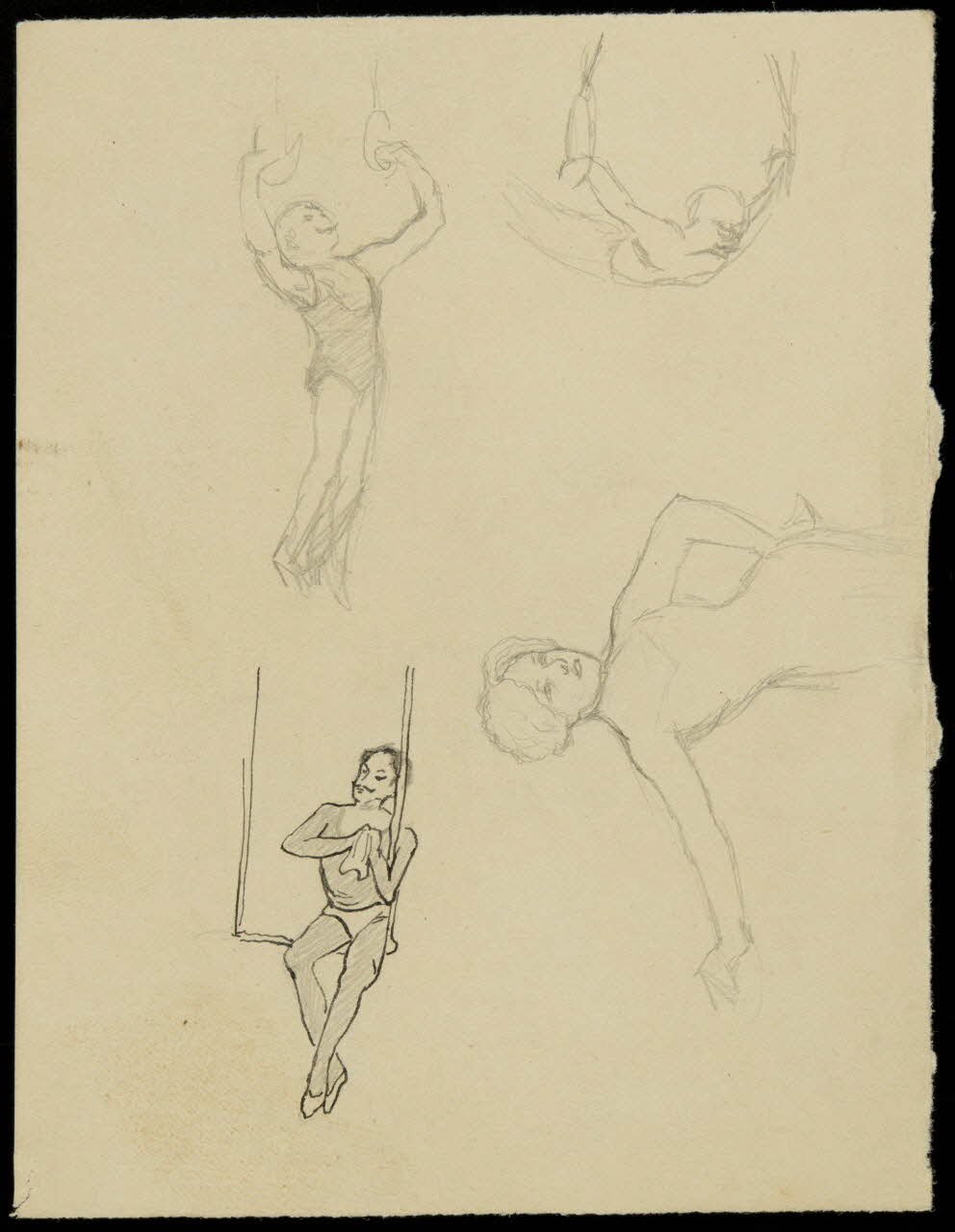 partie d'un ensemble de dessins Trapéziste et acrobate 1968.102.3791 Photo Mucem