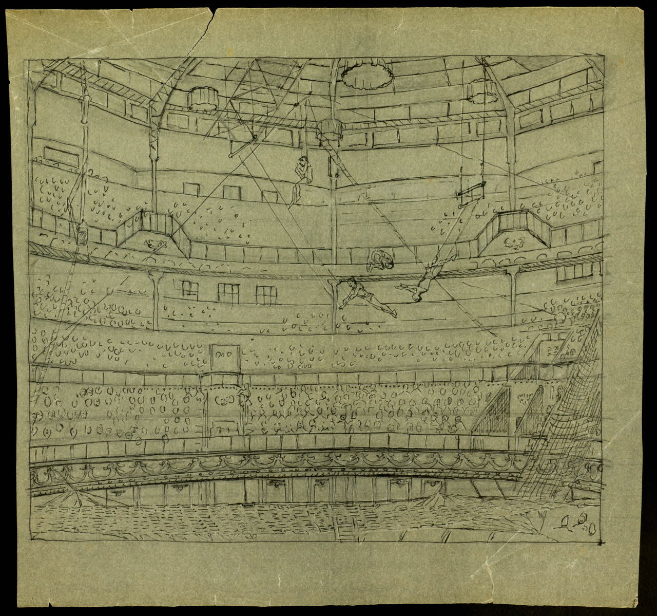 partie d'un ensemble de dessins Trapézistes en représentation 1968.102.3798.1 Photo Mucem