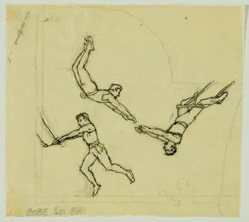 partie d'un ensemble de dessins Trapézistes 1968.102.3805  Photo Mucem