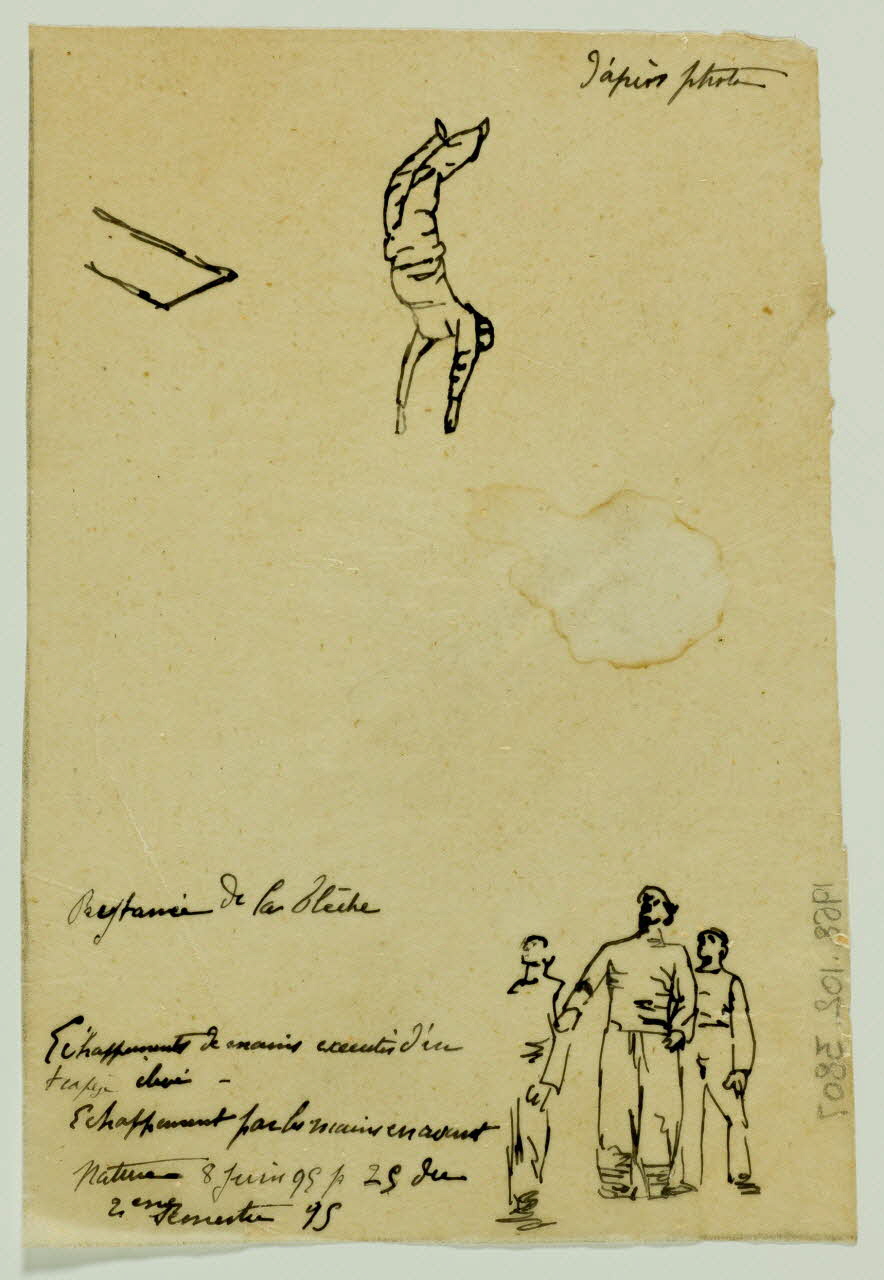 partie d'un ensemble de dessins Echappements de mains exécutés d'un  trapèze élevé 1968.102.3807 Photo Mucem