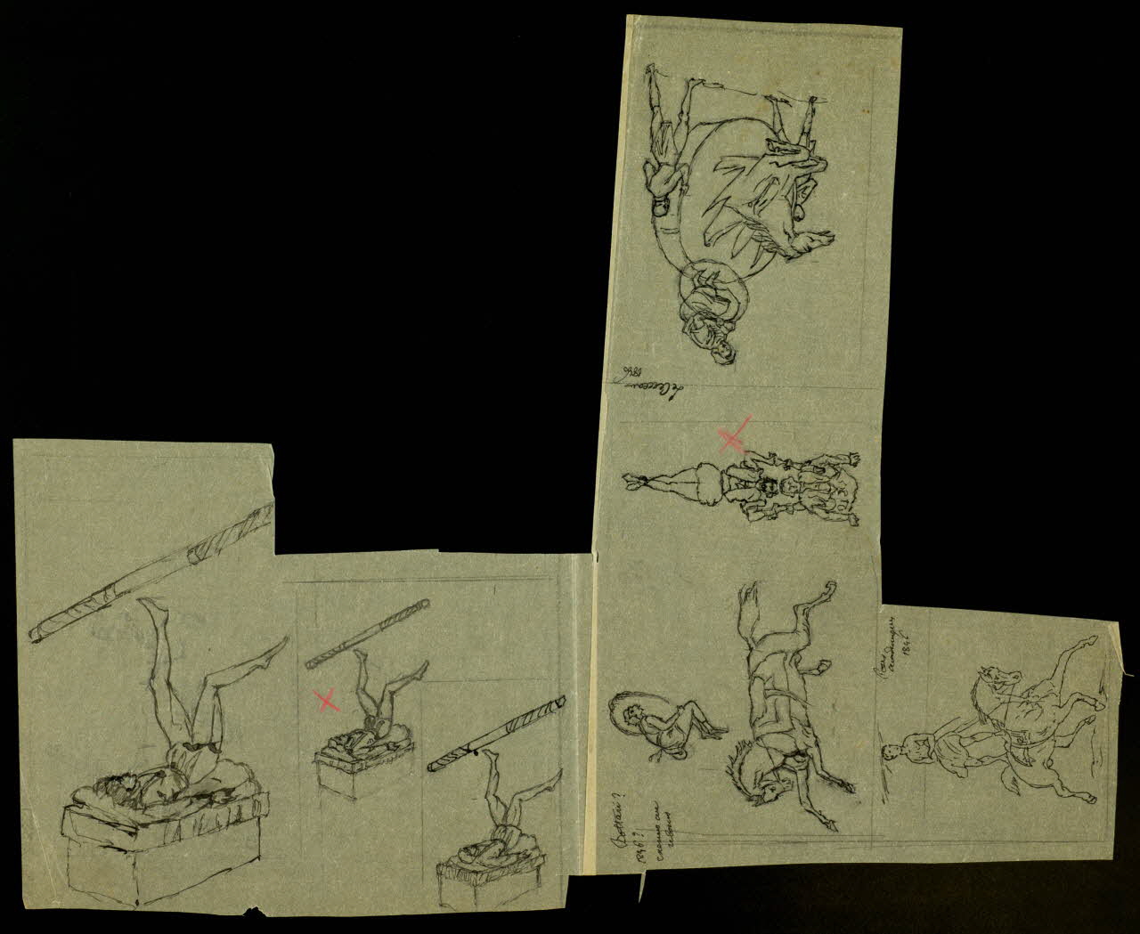 partie d'un ensemble de dessins Numéro de voltige et acrobates 1968.102.3851 Photo Mucem