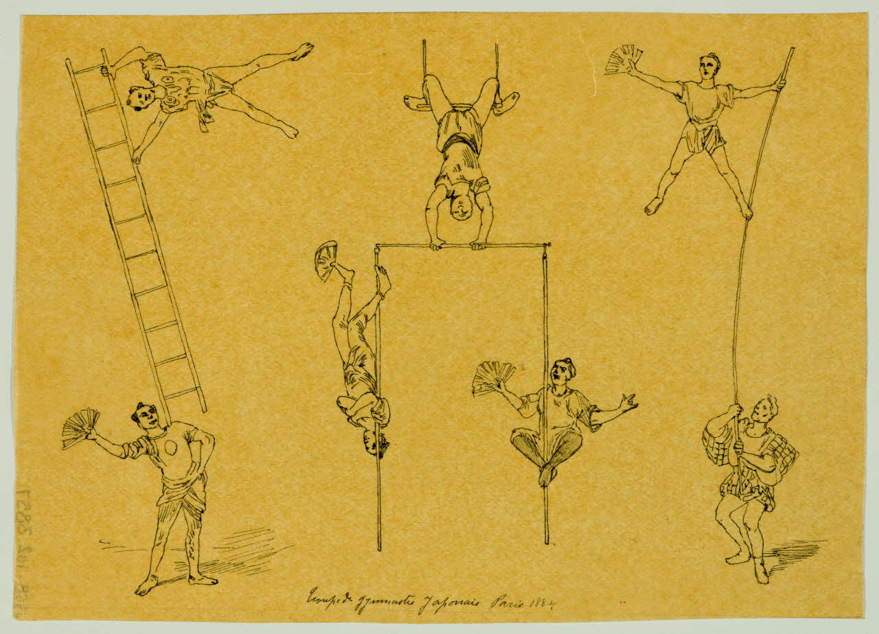 partie d'un ensemble de dessins Troupe de gymnastes japonais Paris 1884 1968.102.3857 Photo Mucem