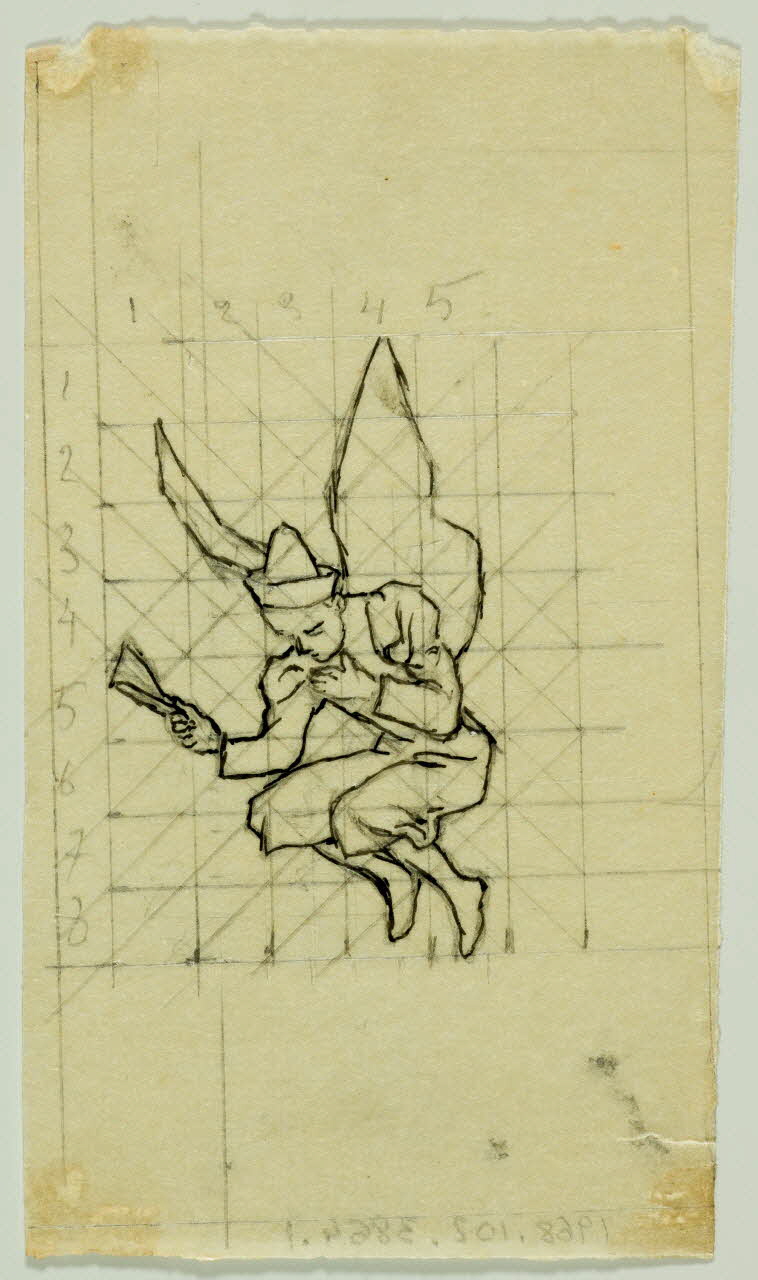 partie d'un ensemble de dessins Ebauche d'acrobate en vol 1968.102.3864.1 Photo Mucem