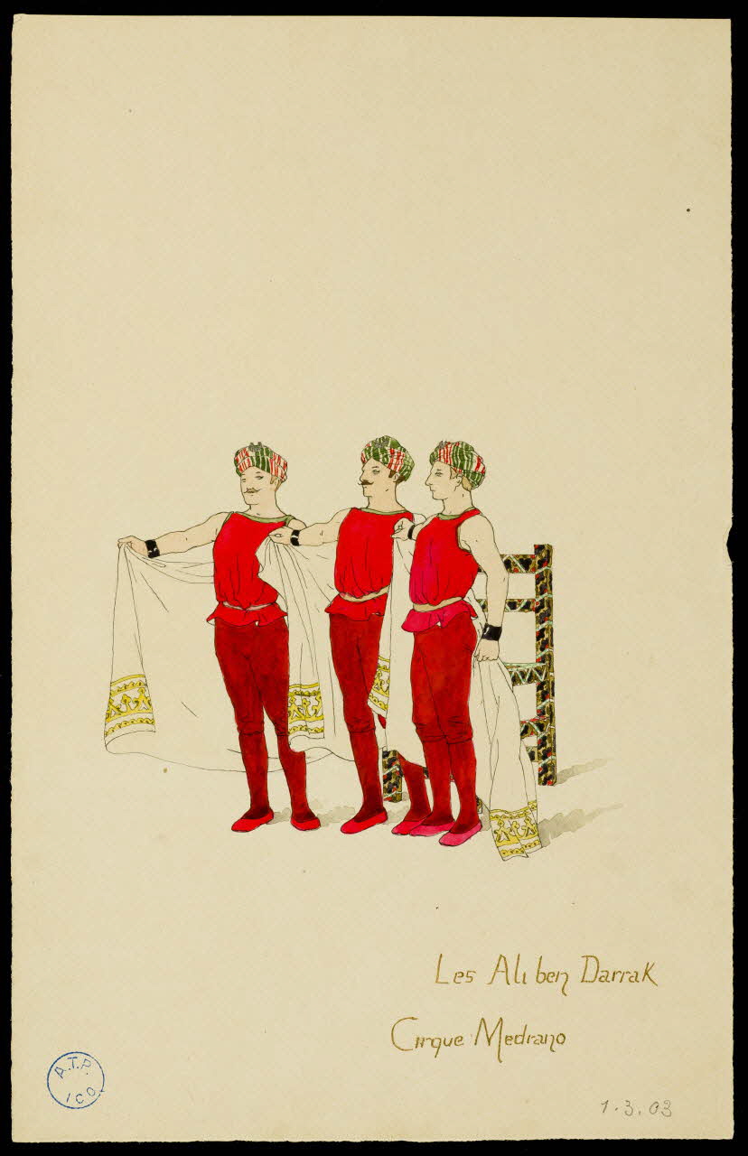 partie d'un ensemble de dessins Les Ali Ben Darrak  Cirque Medrano 1968.102.387.1 Photo Mucem