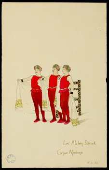 partie d'un ensemble de dessins Les Ali Ben Darrak  Cirque Medrano 1968.102.387.1  Photo Mucem