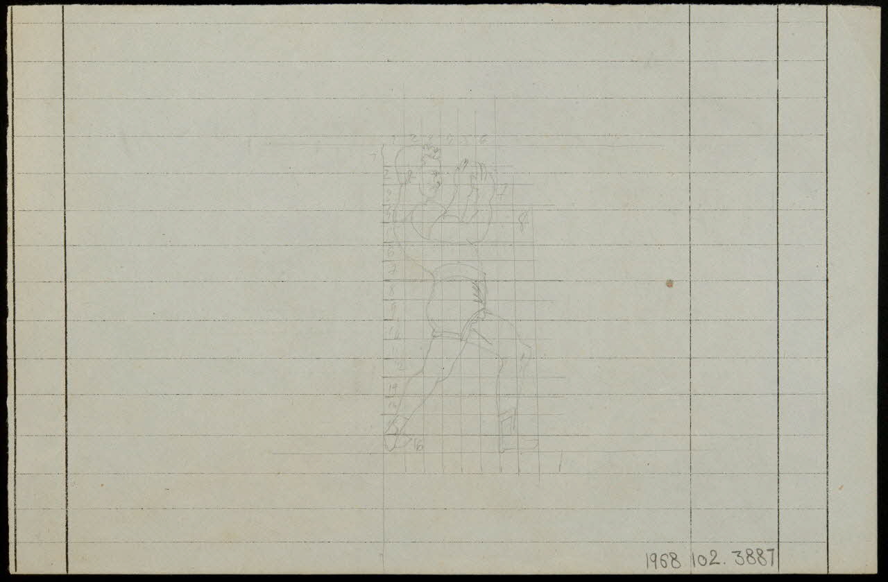 partie d'un ensemble de dessins L'expérience de Mr Holtum dit l'homme au boulet de canon en présence de la presse parisienne  au jardin Mabille 1968.102.3887 Photo Mucem