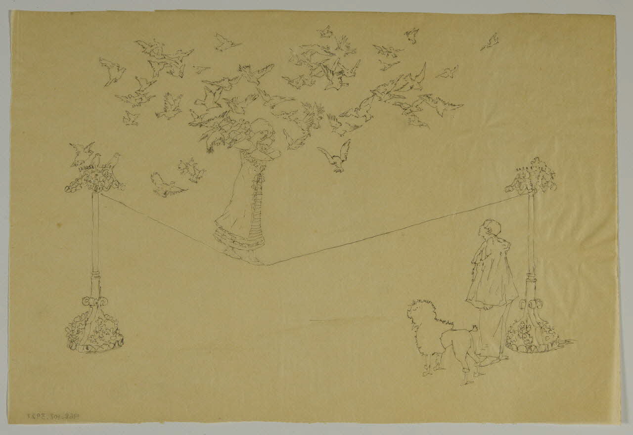 partie d'un ensemble de dessins Femme funambule avec oiseaux 1968.102.3927 Photo Mucem
