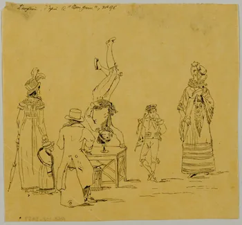 partie d'un ensemble de dessins Troupe de cirque en représentation 1968.102.3957 Photo Mucem
