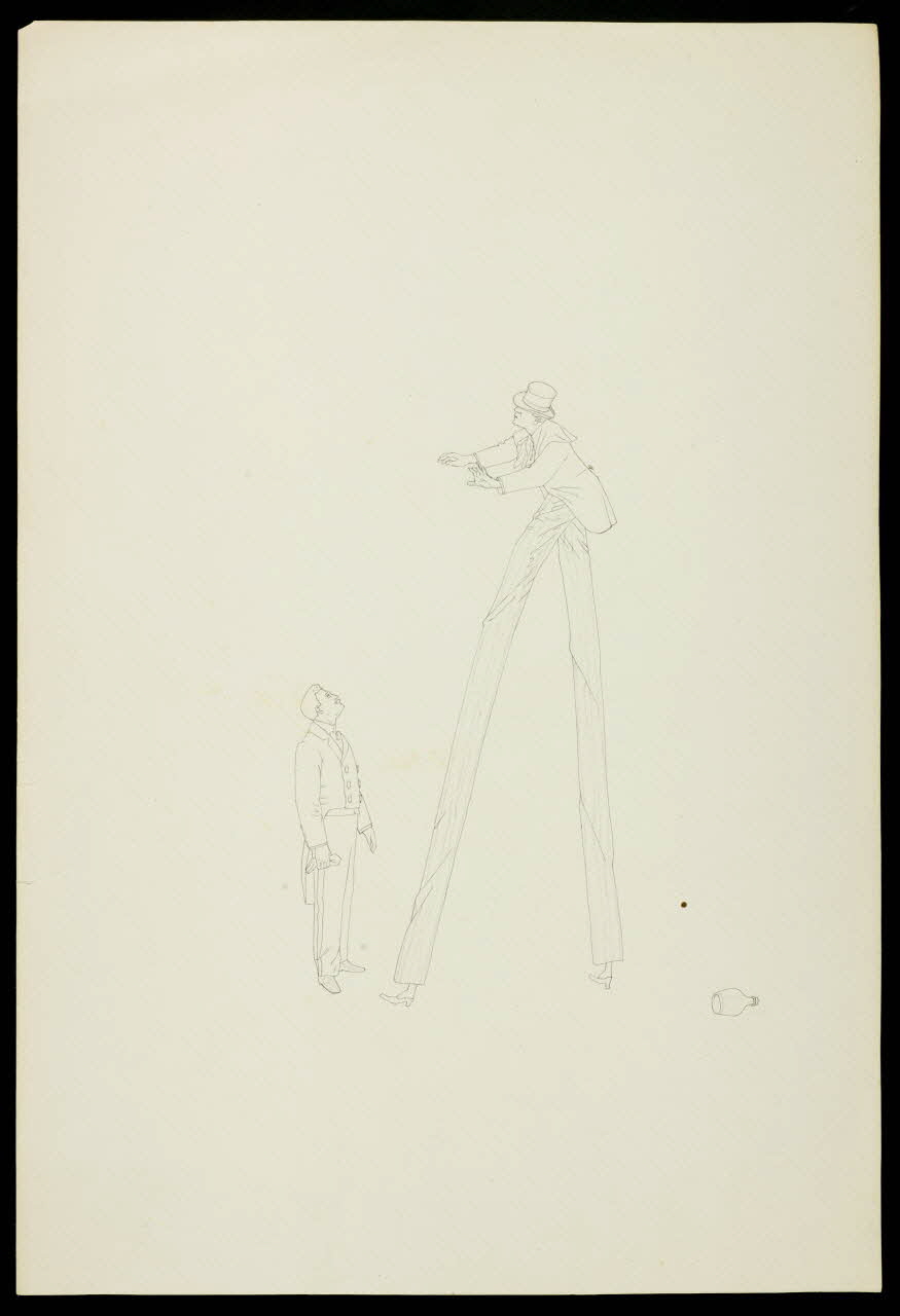 partie d'un ensemble de dessins Numéro de clown sur échasses 1968.102.3965 Photo Mucem