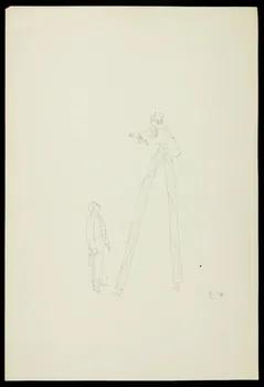 partie d'un ensemble de dessins Numéro de clown sur échasses 1968.102.3965 Photo Mucem