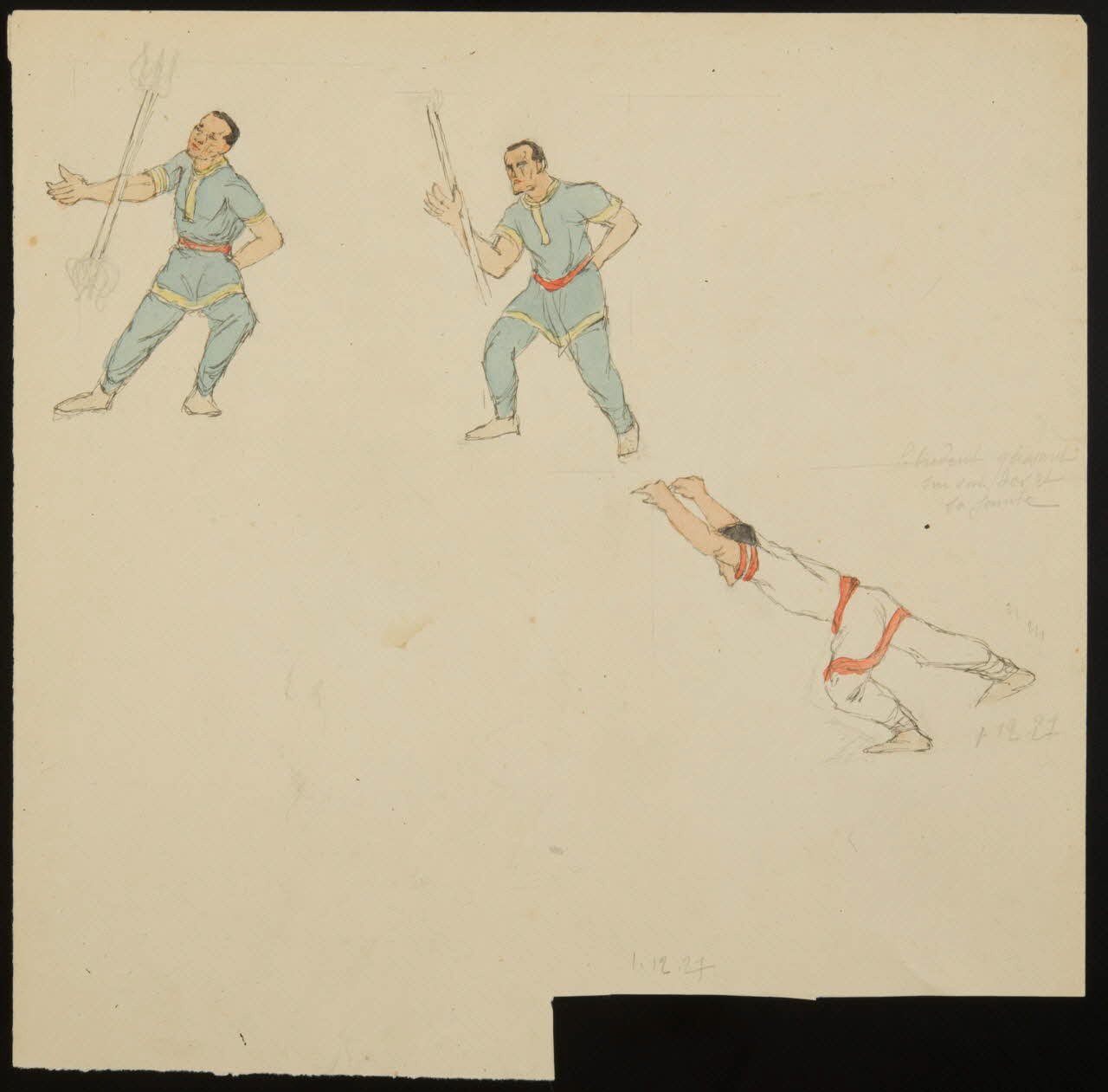 partie d'un ensemble de dessins Le trident glissant  sur son dos et  sa jambe 1968.102.3981 Photo Mucem