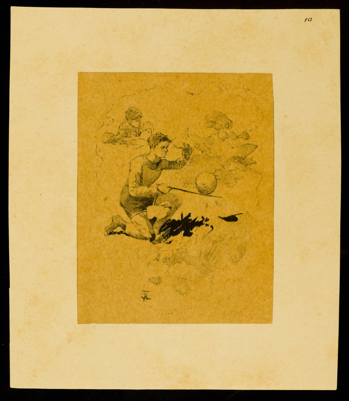 partie d'un ensemble de dessins Jeune homme portant une balle avec un bâton 1968.102.3987 Photo Mucem