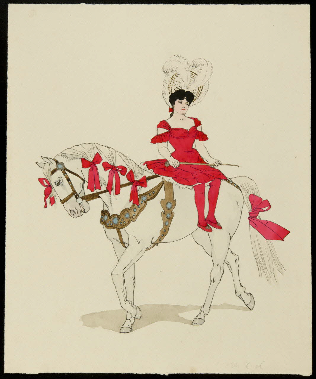 partie d'un ensemble de dessins Ecuyère sur son cheval 1968.102.4000.1 Photo Mucem