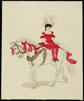 partie d'un ensemble de dessins Ecuyère sur son cheval 1968.102.4000.1 Photo Mucem