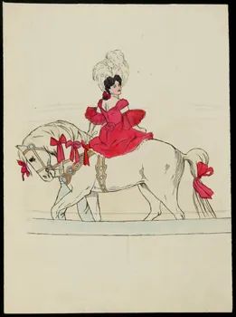 partie d'un ensemble de dessins Ecuyère sur son cheval 1968.102.4000.2  Photo Mucem