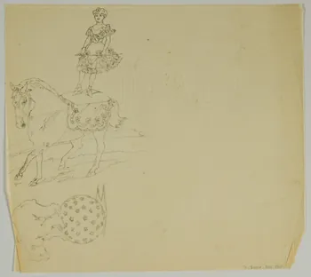 partie d'un ensemble de dessins Ecuyère et ours sur un ballon 1968.102.4002.6 Photo Mucem