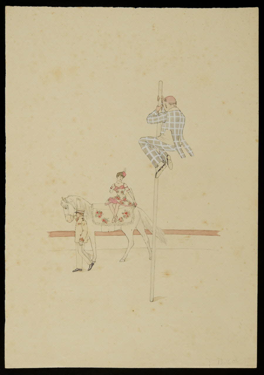 partie d'un ensemble de dessins Ecuyère et acrobate sur une perche 1968.102.4033 Photo Mucem