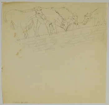 partie d'un ensemble de dessins Chevaux et ballon 1968.102.4040.1 Photo Mucem