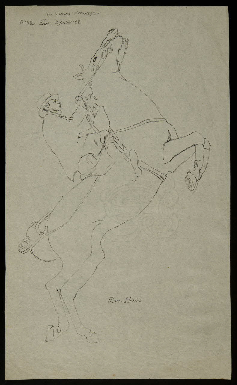 partie d'un ensemble de dessins un savant dressage  n°92 Eve - 2 juillet 22  Prince Henri 1968.102.4068 Photo Mucem