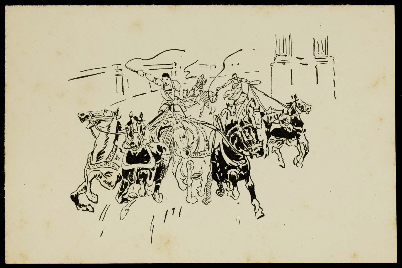 partie d'un ensemble de dessins Course de chars 1968.102.4073 Photo Mucem