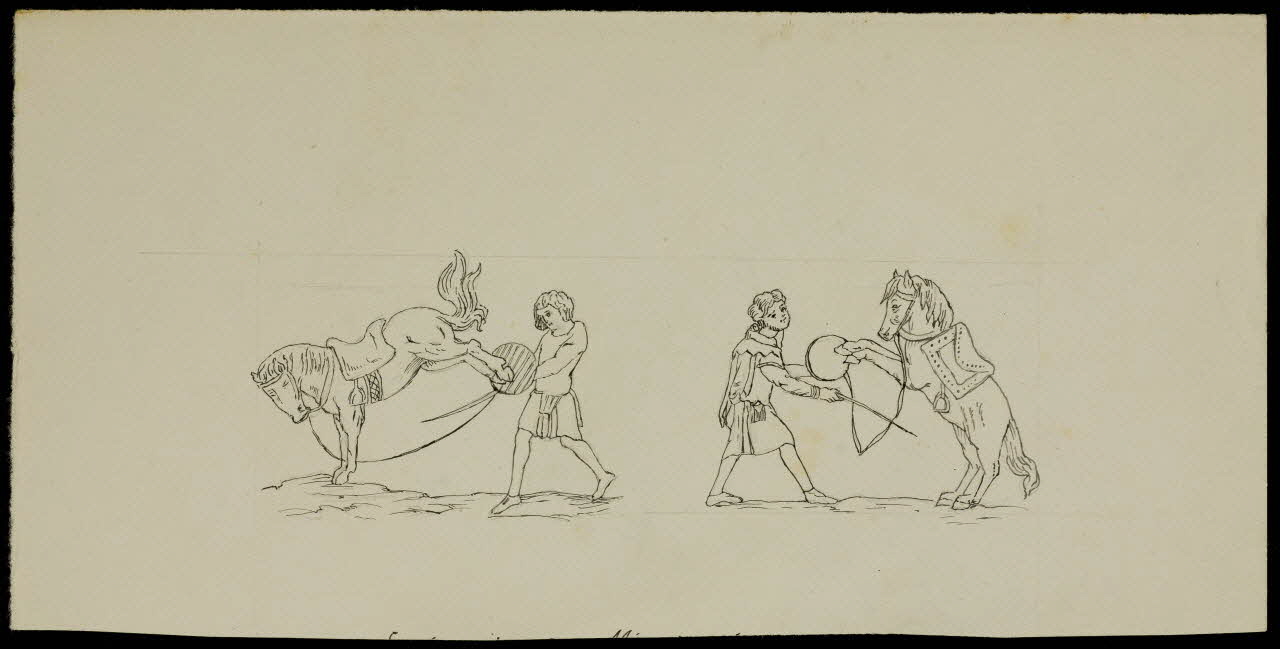 partie d'un ensemble de dessins Dressage d'un cheval 1968.102.4077 Photo Mucem