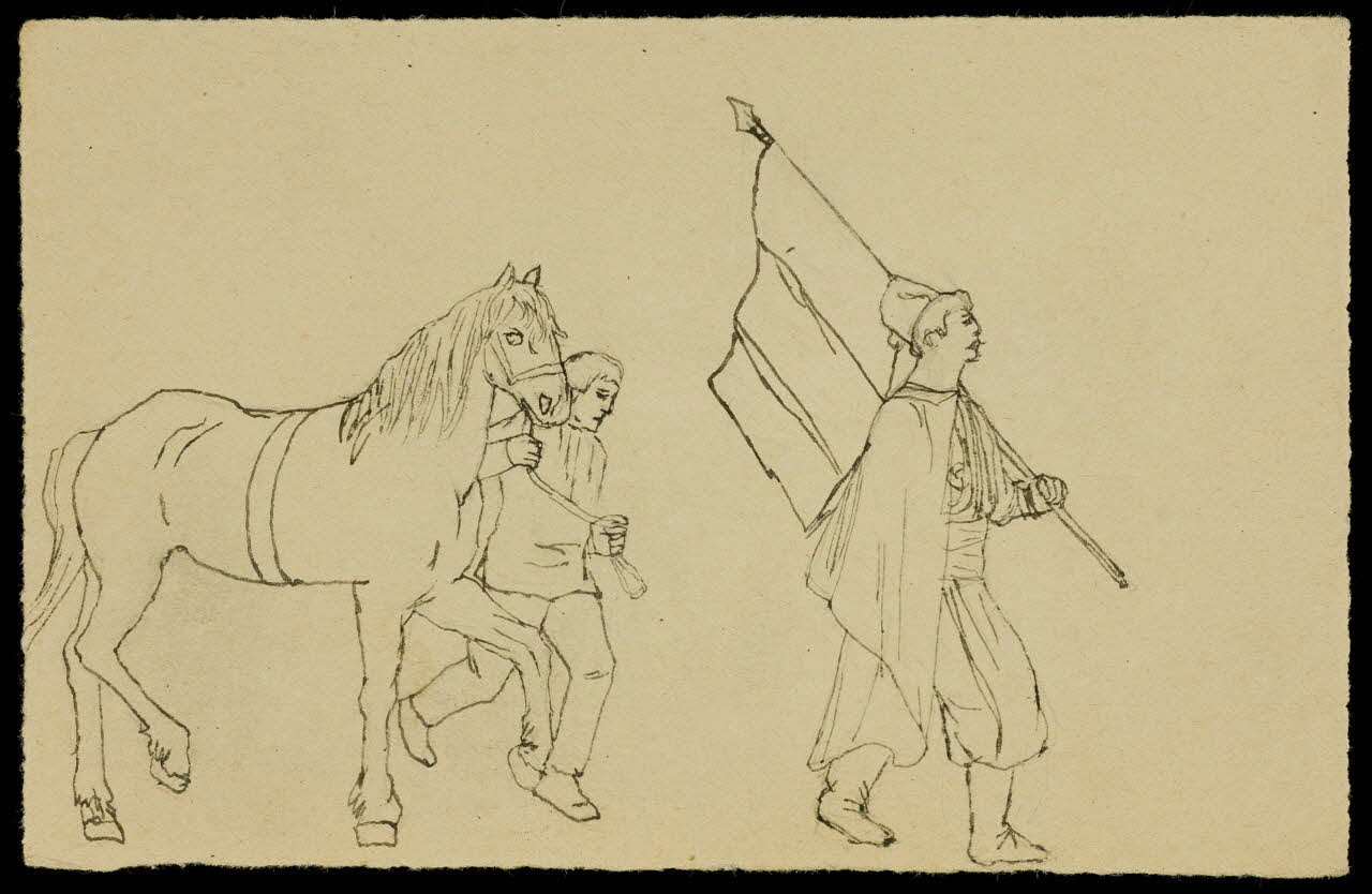 partie d'un ensemble de dessins Hommes et cheval marchant 1968.102.4078 Photo Mucem