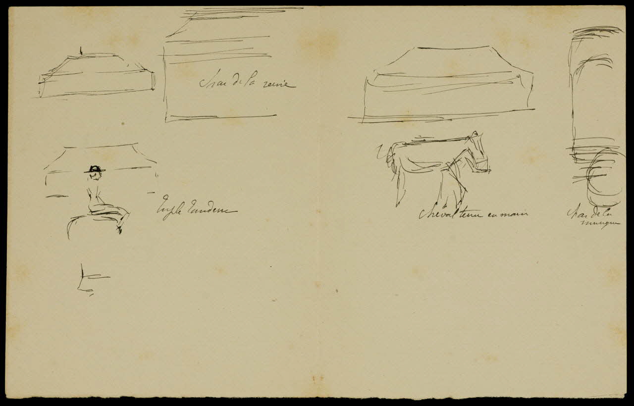 partie d'un ensemble de dessins Proportion d'un cavalcade par rapport  au Cirque (aquarelle Versailles 18.19.7.25) 1968.102.4083 Photo Mucem