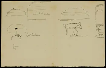 partie d'un ensemble de dessins Proportion d'un cavalcade par rapport  au Cirque (aquarelle Versailles 18.19.7.25) 1968.102.4083 Photo Mucem