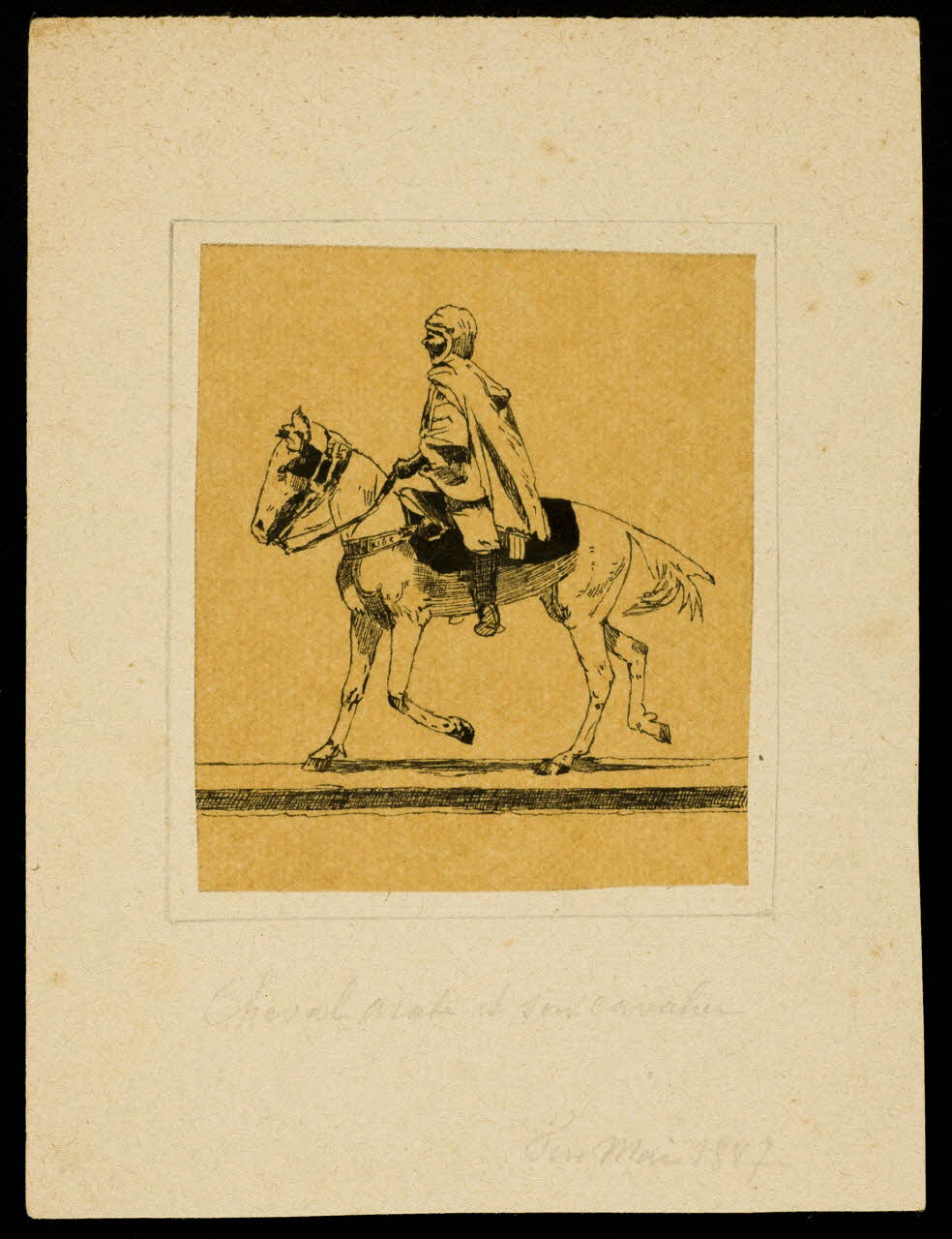 partie d'un ensemble de dessins Cheval Arabe et son cavalier  Fin Mai 1887 1968.102.4085 Photo Mucem