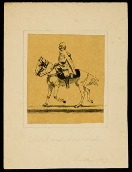 partie d'un ensemble de dessins Cheval Arabe et son cavalier  Fin Mai 1887 1968.102.4085 Photo Mucem