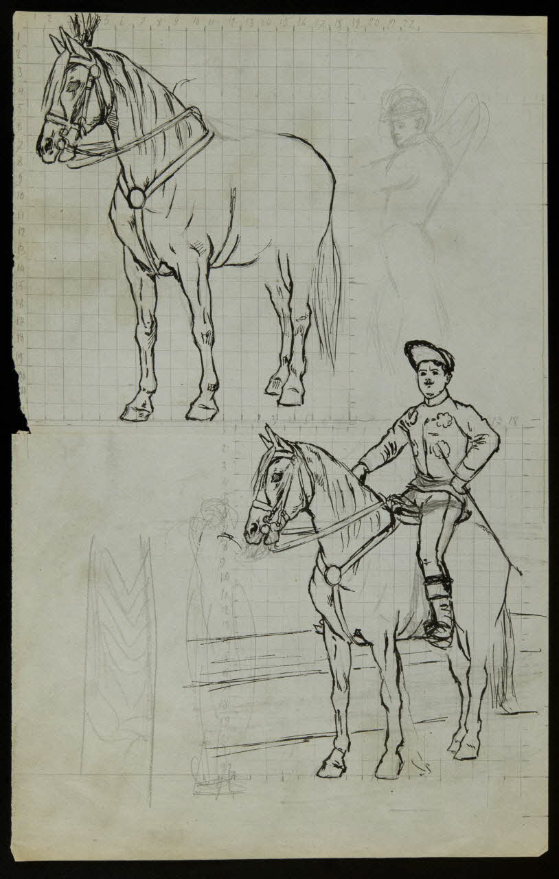 partie d'un ensemble de dessins Ecuyer et son cheval 1968.102.4087 Photo Mucem
