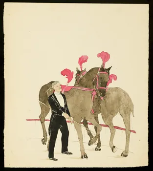 partie d'un ensemble de dessins Dressage de cheval 1968.102.4093  Photo Mucem