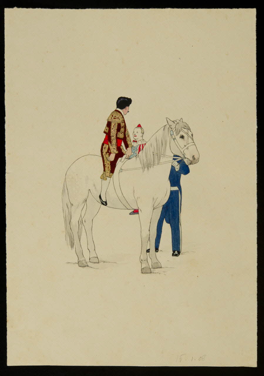 partie d'un ensemble de dessins Ecuyer, clown et cheval 1968.102.4100 Photo Mucem