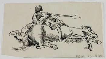partie d'un ensemble de dessins Homme tirant derrière un cheval 1968.102.4109 Photo Mucem