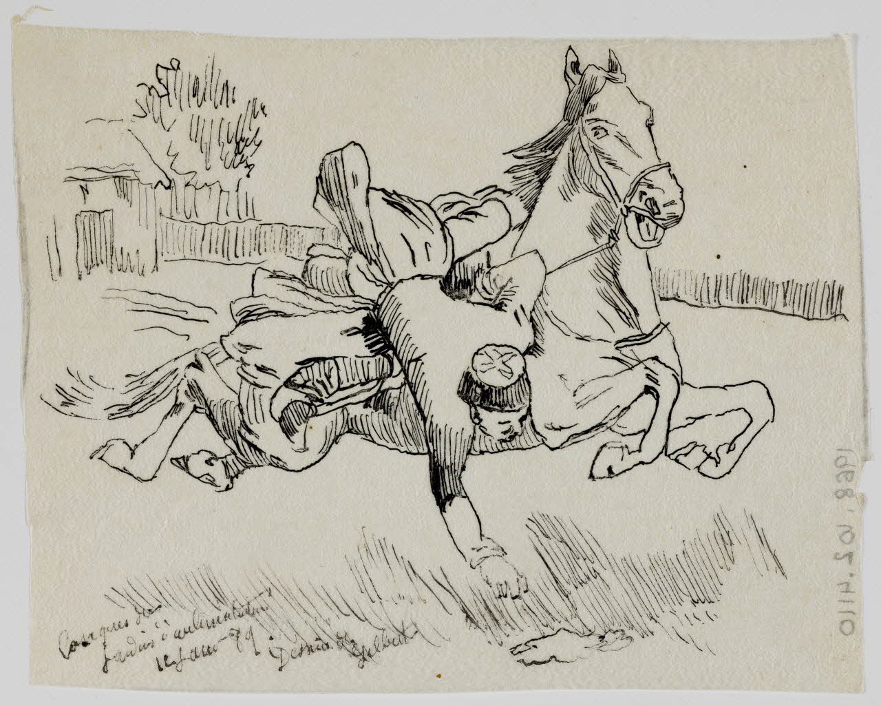 partie d'un ensemble de dessins Cosaques du  jardin d'acclimatation  12 jan 89 1968.102.4110 Photo Mucem