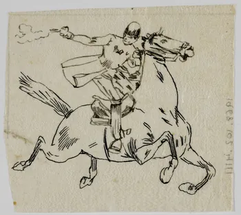 partie d'un ensemble de dessins Cavalier tirant au pistolet 1968.102.4111 Photo Mucem