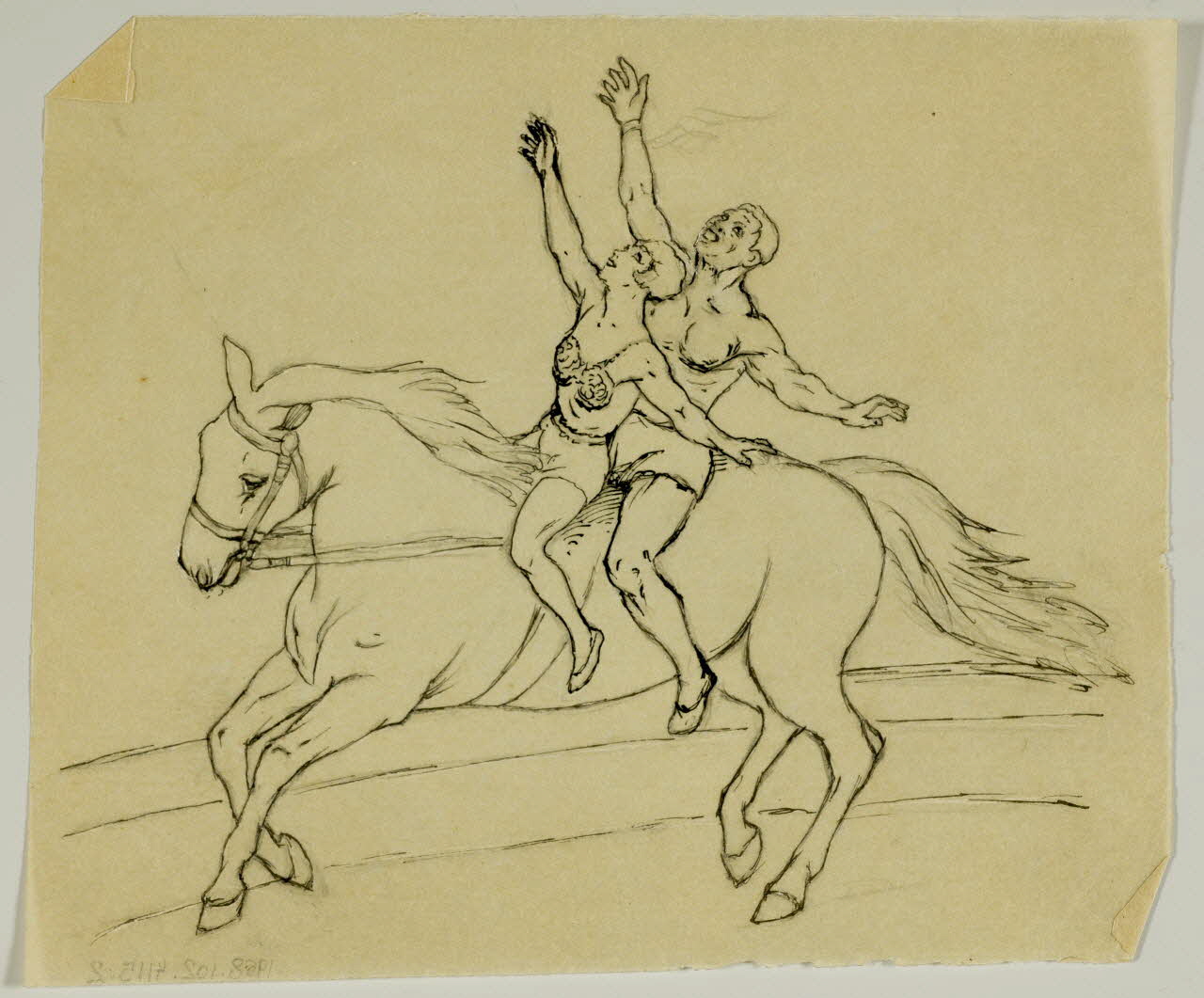 partie d'un ensemble de dessins Couple de voltigeurs 1968.102.4115.2 Photo Mucem