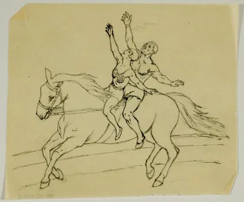 partie d'un ensemble de dessins Couple de voltigeurs 1968.102.4115.2 Photo Mucem