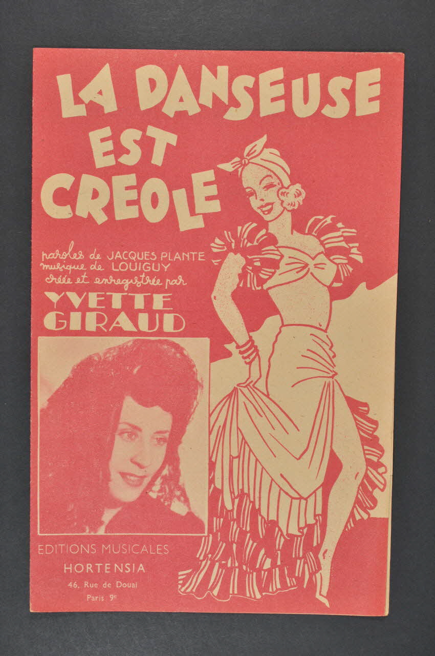 Louiguy ; Jacques Plante ; Yvette Giraud ; Hortensia; chanson petit format Île-de-France, France 1946 1965.159.45 Photo Mucem