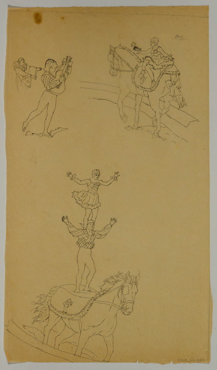 partie d'un ensemble de dessins Numéro de voltige équestre 1968.102.4125 Photo Mucem