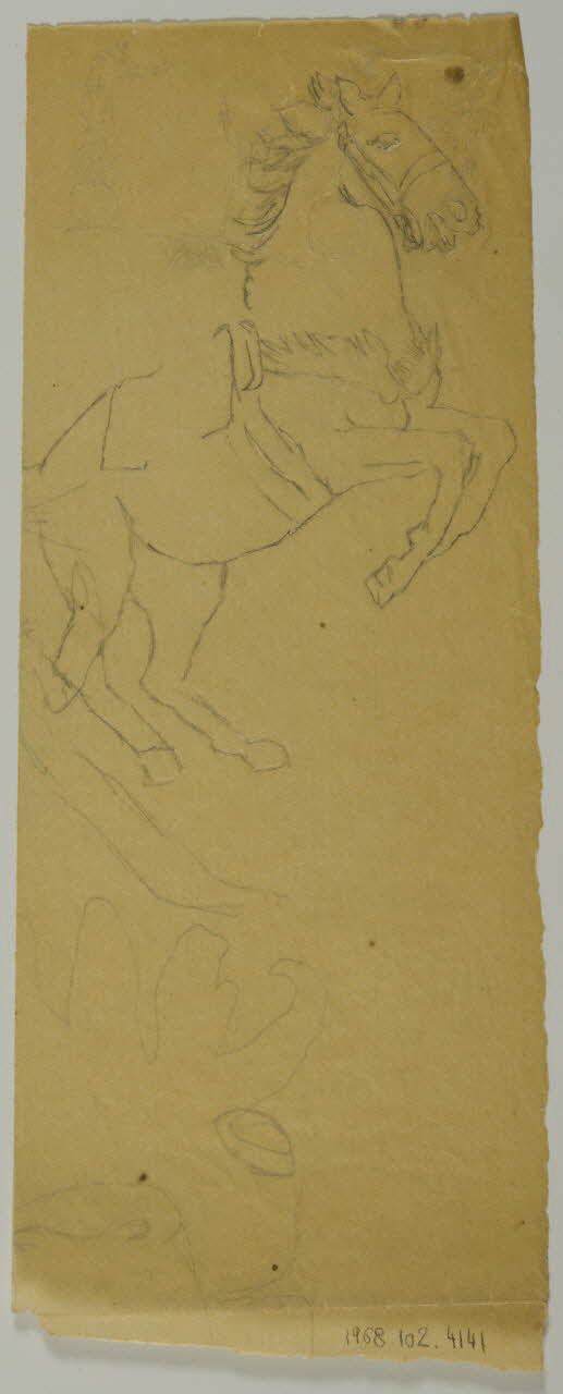 partie d'un ensemble de dessins Cheval cabré 1968.102.4141 Photo Mucem
