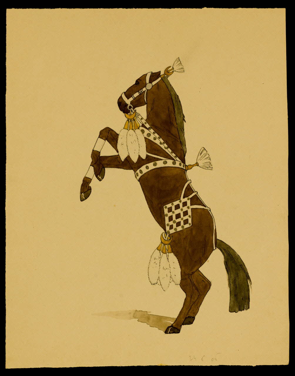 partie d'un ensemble de dessins Cheval sur ses pattes arrières 1968.102.4152 Photo Mucem